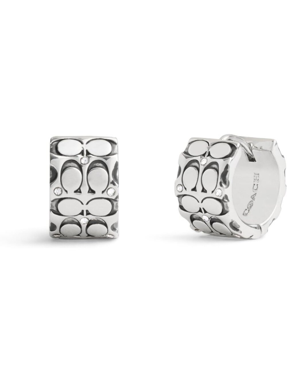 Coach Women's Crystal Quilted Huggie Earring Gold Tone Crystal Designer Boutique